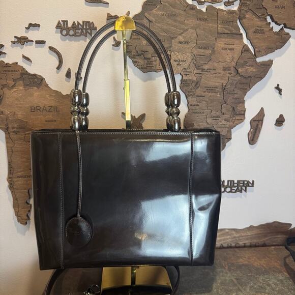 Dior Handbags - Dior Vintage Brown Burgundy Patent Leather Malice Bag SHW Authentic CoA